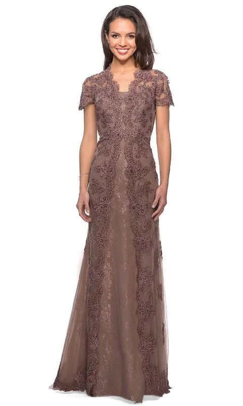 La Femme - Scalloped Lace Trumpet Dress 28195SC