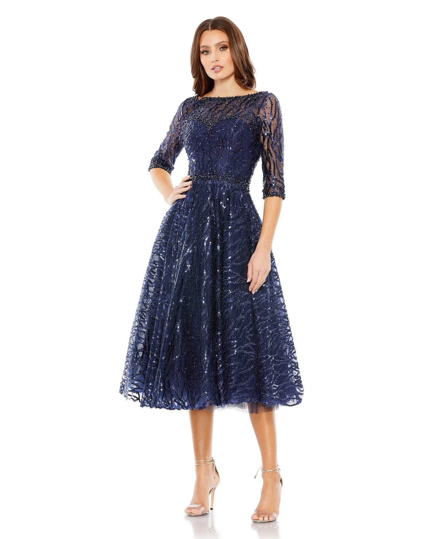 Mac Duggal 20252 - Sheer Embellished A-Line Cocktail Dress