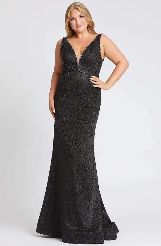 Mac Duggal Fabulouss - 48895F Crystal Beaded Deep V-neck Trumpet Dress