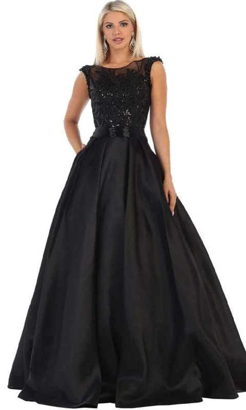 May Queen - Illusion Bateau Sequin Embroidered Ballgown RQ7706