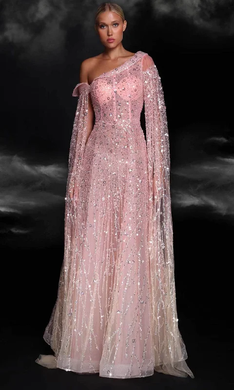 MNM Couture K4107 - Asymmetric Sequin Evening Gown
