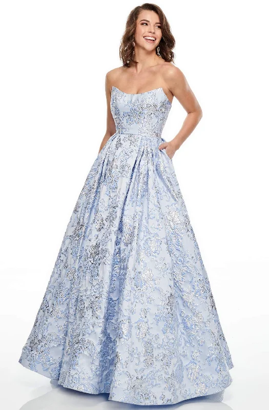 Rachel Allan Prom - Strapless Metallic Ballgown 7104 - 1 pc Periwinkle In Size 06 Available