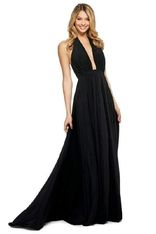 Sherri Hill - Long Plunging Back Halter Dress 53577