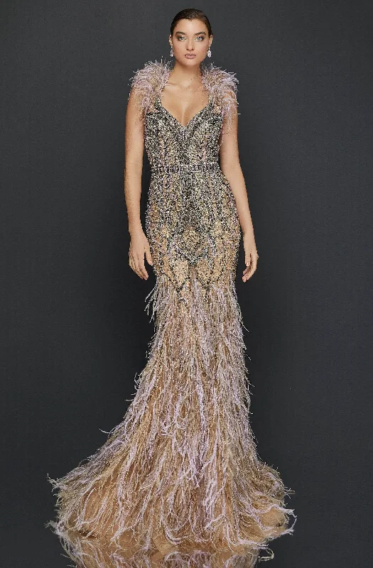 Terani Couture 2011GL2423 - Fringed Trumpet Evening Gown