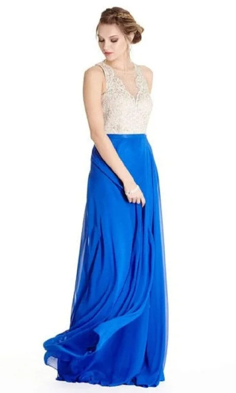 Trevi Collection - L1793 Illusion Jewel Lace A-Line Dress