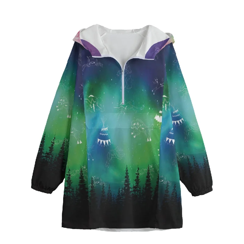 Aurora Medicine Animals Unisex Windbreaker Long Jacket V-Neck Jacket Boat Neck Jacket Square Neck Jacket