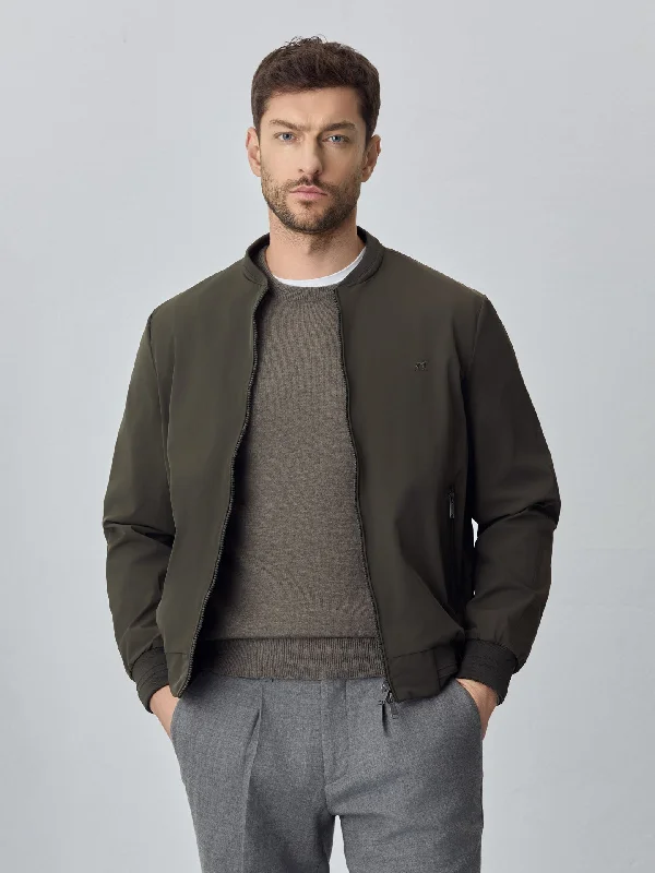 Bomber Jacket With Double Collar and Zip Pockets Oversized Jacket Tailored Jacket Straight Jacket