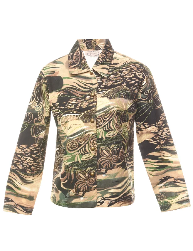Button Front Jacket - S Knit Fabric Woven Fabric Fleece Fabric
