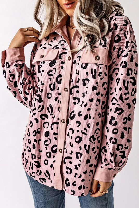 Flap Leopard Corduroy Jacket Faux Fur Fabric Real Fur Fabric Shearling Fabric