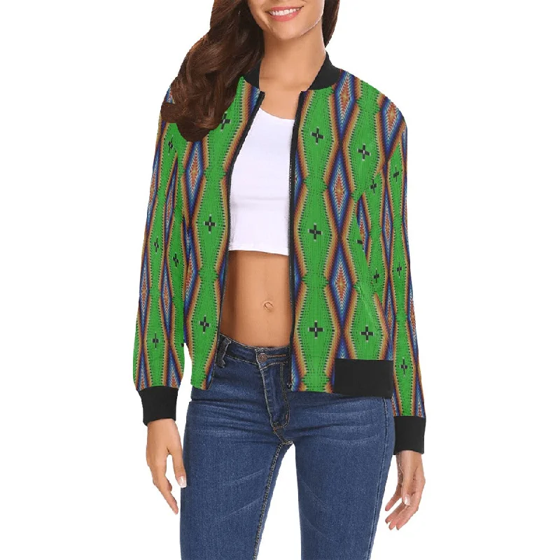 Diamond in the Bluff Lime All Over Print Bomber Jacket for Women Embroidered Jacket Appliqued Jacket Beaded Jacket