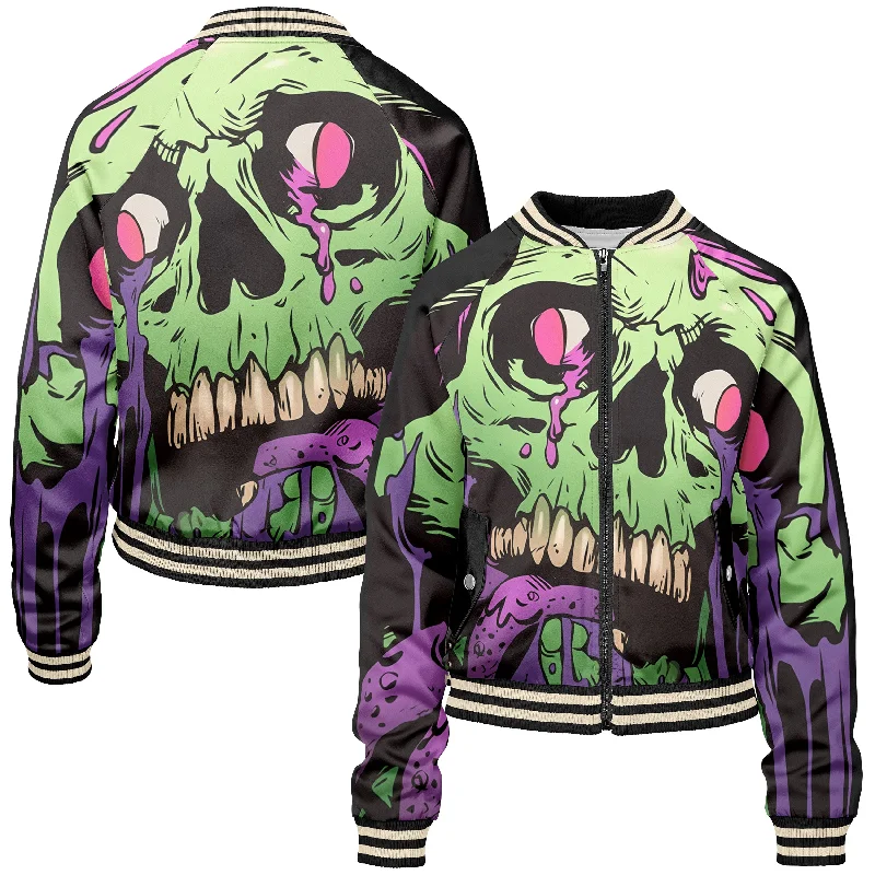Dirty Skull Women bomber jacket Insulated Jacket Fitted Jacket Loose Jacket