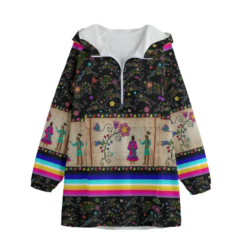 Floral Ledger Sweethearts Unisex Windbreaker Long Jacket Tiered Jacket Buttoned Jacket Zippered Jacket