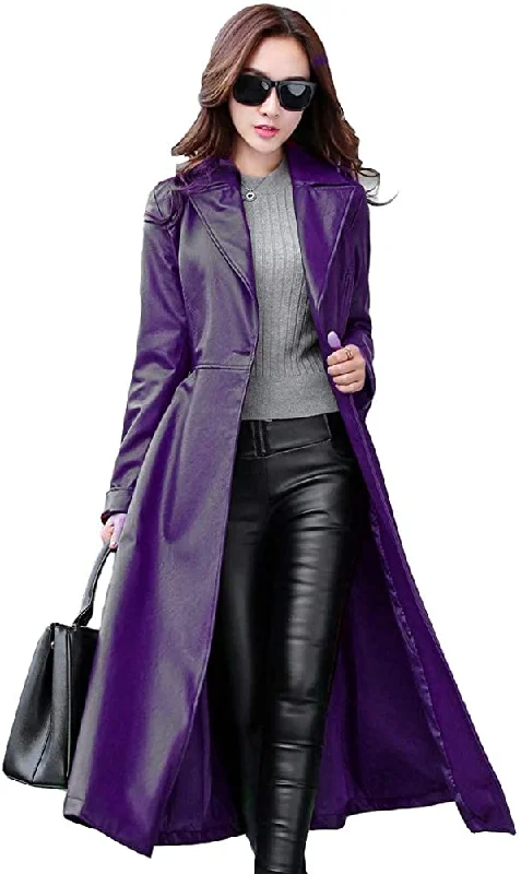 KL Koza Leathers Women's Lambskin Leather Trench Jacket Over Coat WT021 Plaid Jacket Tartan Jacket Houndstooth Jacket