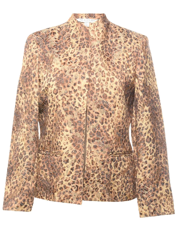 Leopard Pattern Jacket - L Print Jacket Jacquard Jacket Embroidered Jacket