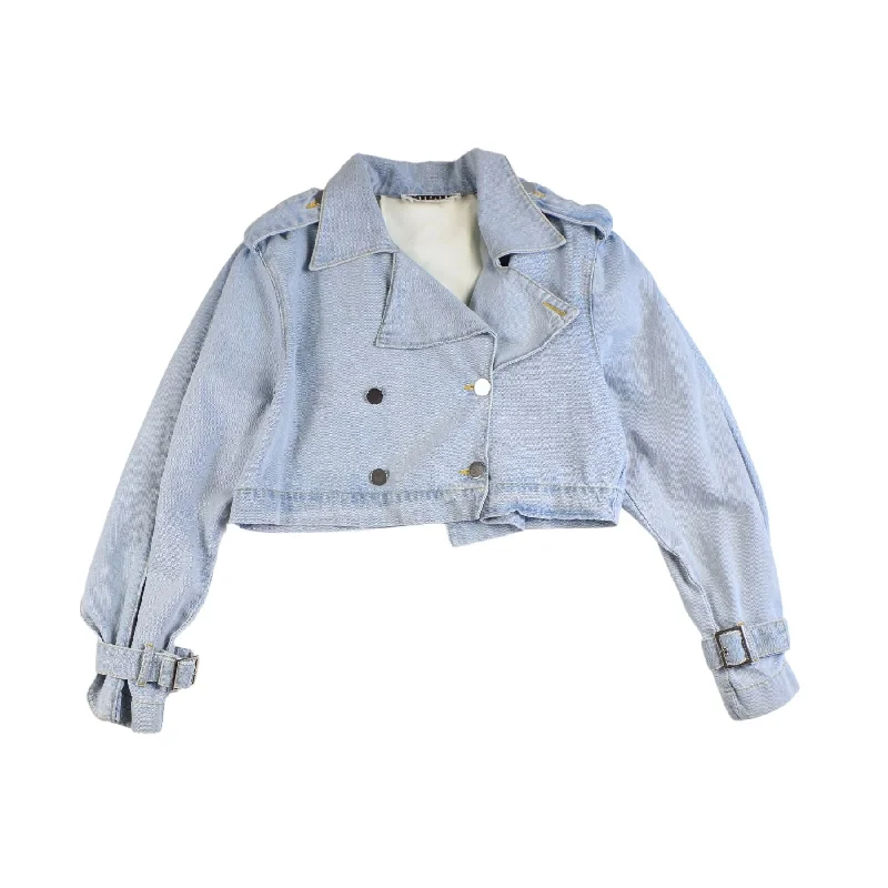 Rotate Cropped Denim Jacket - Women's O/S Striped Jacket Polka Dot Jacket Floral Jacket