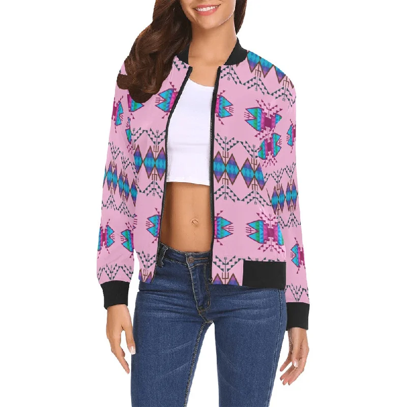 Sacred Trust Carnation Bomber Jacket for Women Embroidered Jacket Appliqued Jacket Beaded Jacket