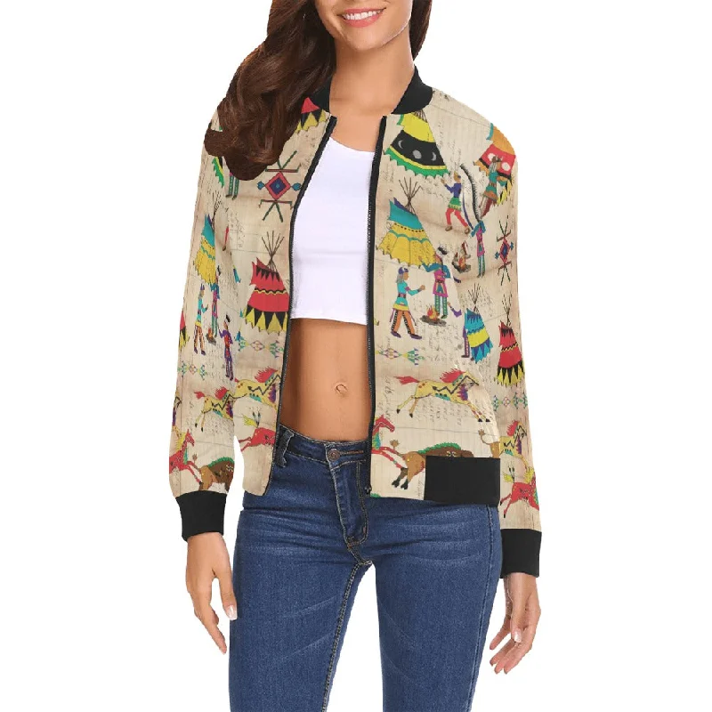 Gathering of the Chiefs Bomber Jacket for Women Wool Fabric Cashmere Fabric Tweed Fabric