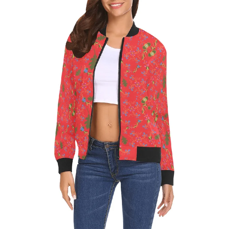 Vine Life Scarlet Bomber Jacket for Women Striped Jacket Polka Dot Jacket Floral Jacket