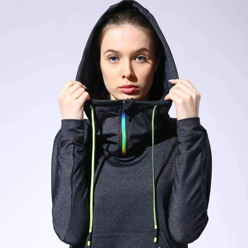 Women Outdoor Sport Loose Jackets Yoga Fitness Long Sleeve Running Cool Hoodies Spring Autumn Shirt Breathable Hooded Sweater Satin Jacket Silk Jacket Chiffon Jacket