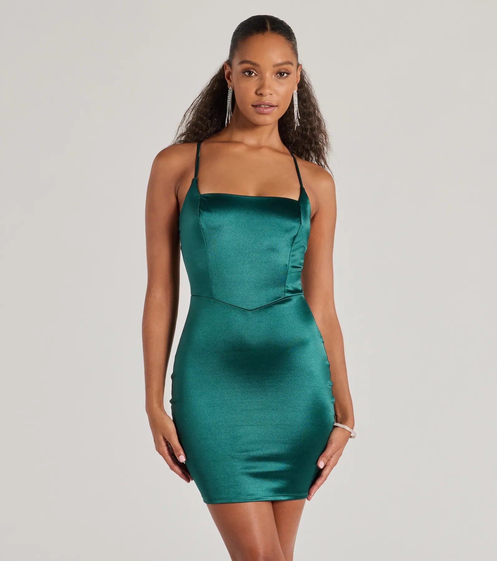 Adding Elegance Bodycon Satin Mini Dress Casual V-Neck Mini Dress