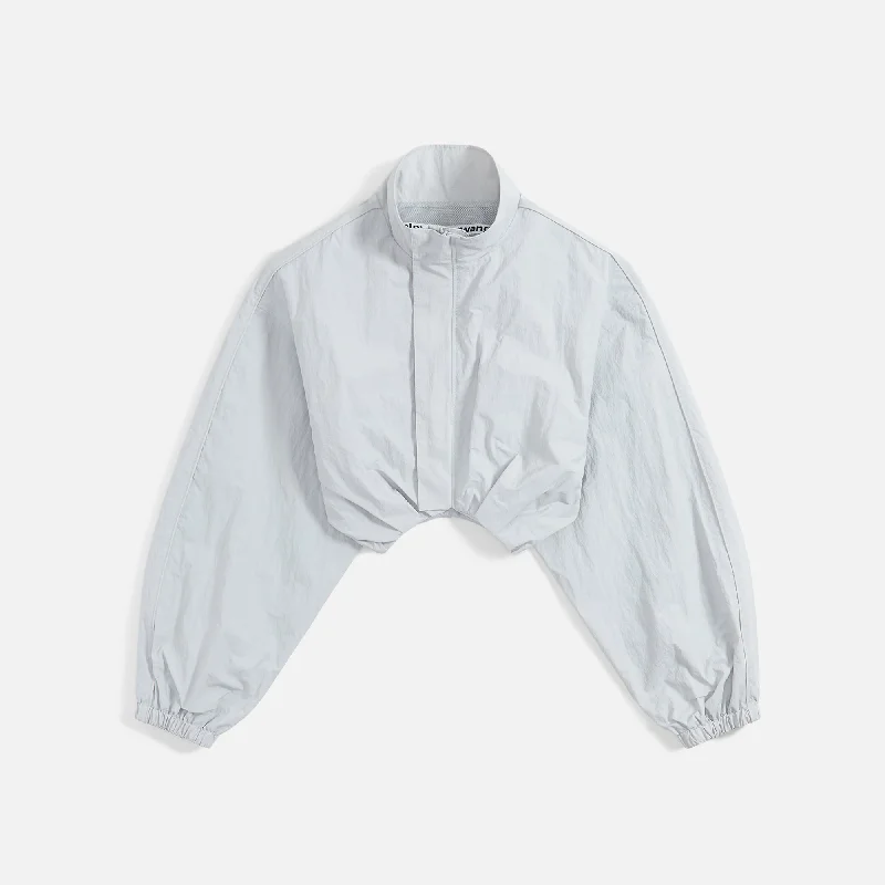 Alexander Wang Bolero Track Jacket - Light Grey / White Snapped Jacket Toggled Jacket Drawstring Jacket