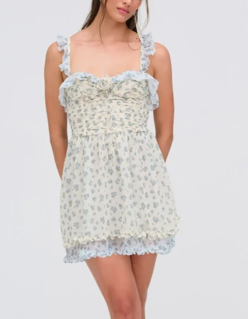 For Love & Lemons Chateau Mini Dress Comfortable Off-Shoulder Mini Dress