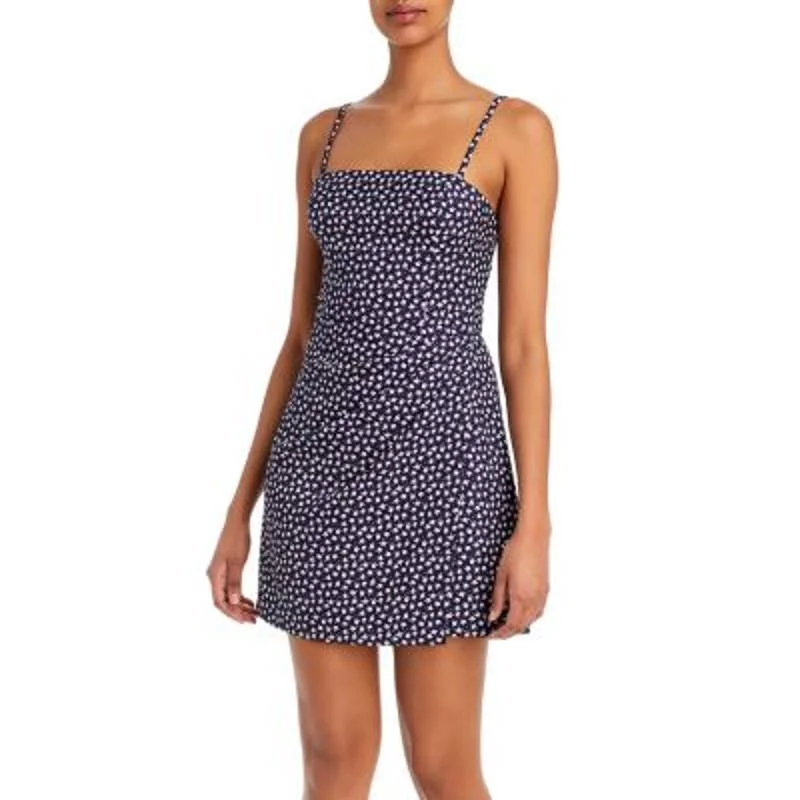 French Connection Ladies Navy Blue & White Ditsy Floral Mini Dress Chic Halter Mini Dress