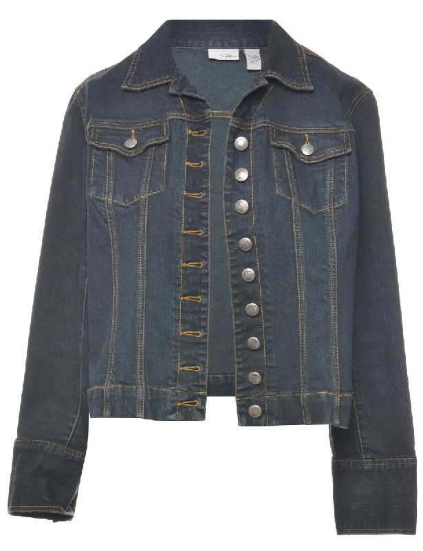 Indigo Denim Jacket - M Print Jacket Jacquard Jacket Embroidered Jacket