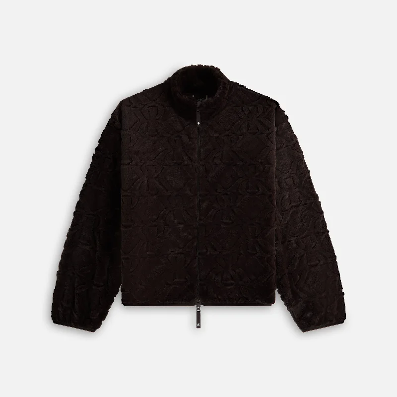 Kith Women Waverly II Crest Fur Jacket - Incognito Boat Neck Shawl Collar Notched Collar