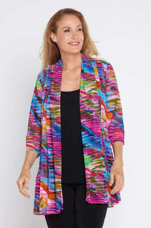 Lexie Easy Fit Jacket - Rainbow Mirage Chenille Fabric Brocade Fabric Lace Fabric