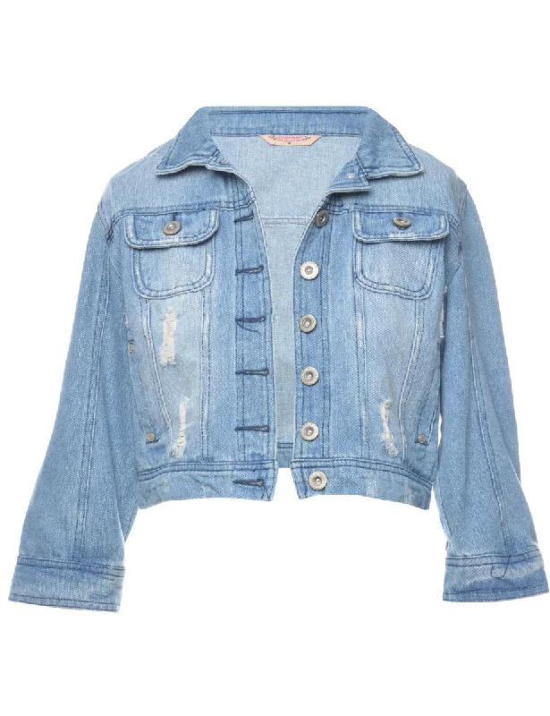 Light Wash Denim Jacket - M Zippered Jacket Buttoned Jacket Snapped Jacket