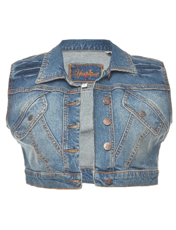 Medium Wash Denim Jacket Vest - S Rayon Jacket Velvet Jacket Corduroy Jacket