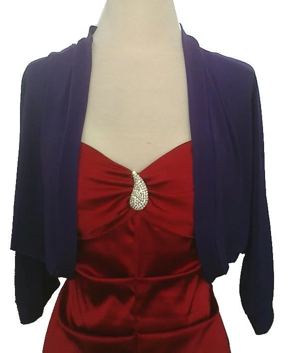 Mid Length Purple Bolero Jacket Stretch Shrug Bridal Wedding Jacket Fleece Jacket Down Jacket Parka