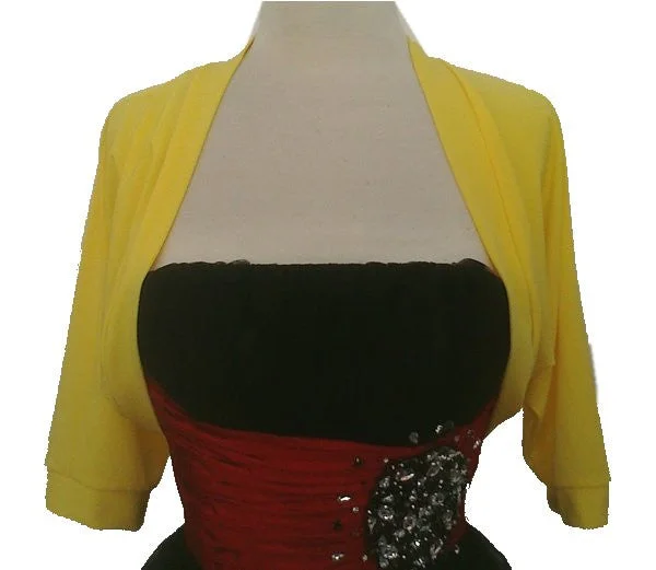 Mid Length Yellow Bolero Jacket Stretch Shrug Bridal Wedding Jacket Trench Coat Raincoat Waterproof Jacket