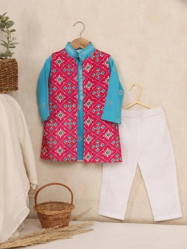 Pre-Order: Jacket Kurta and Churidar Set Perfect for all Festives Welt Pockets Slit Pockets Flap Pockets