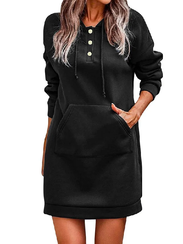 Women's Dresses Solid Knitted Hooded Sweatshirt Mini Dress Stylish Sweetheart Mini Dress