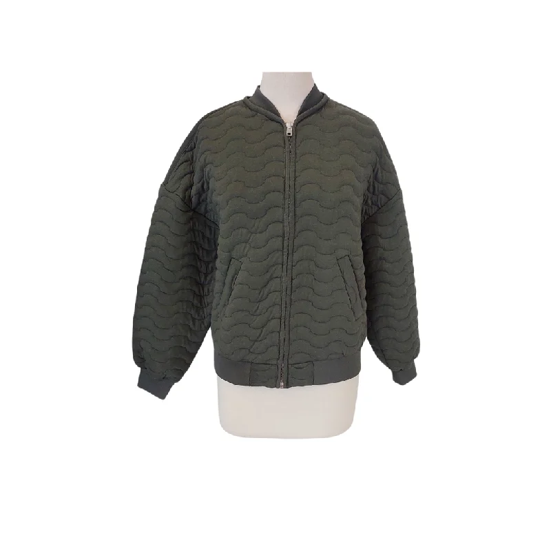 ZARA Army Green Quilted Jacket | Brand New | Ribbed Jacket Pleated Jacket Ruffled Jacket