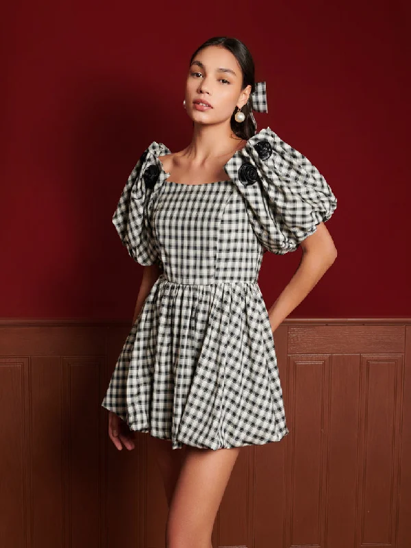 <b>DREAM</b> Thelma Check Mini Dress Stylish Ruffle Mini Dress