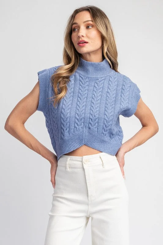 Textured Mock Neck Sweater Top Lace Blend Ribbed Blend Corduroy Blend