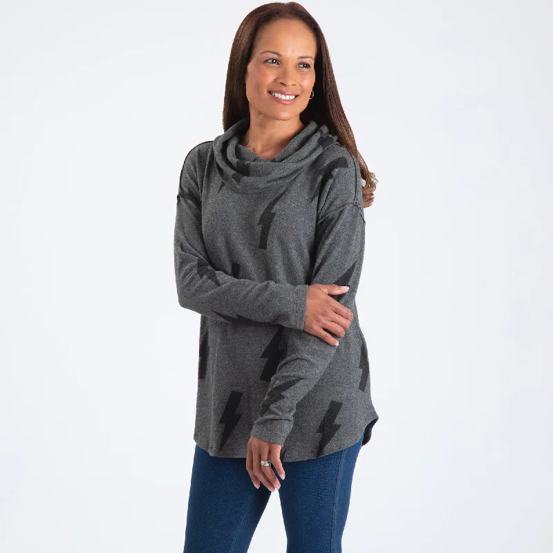 Lightning Bolt Cowl Neck Sweater Boat Neck Shawl Collar Notched Collar