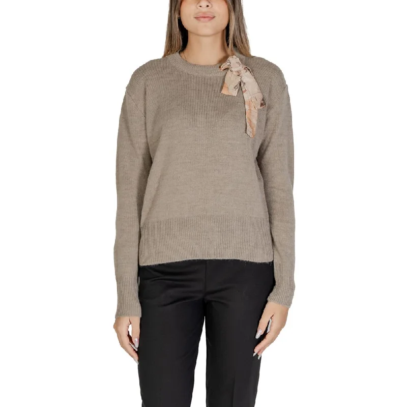 Alviero Martini Prima Classe Beige Polyester Sweater Herringbone Houndstooth Plaid