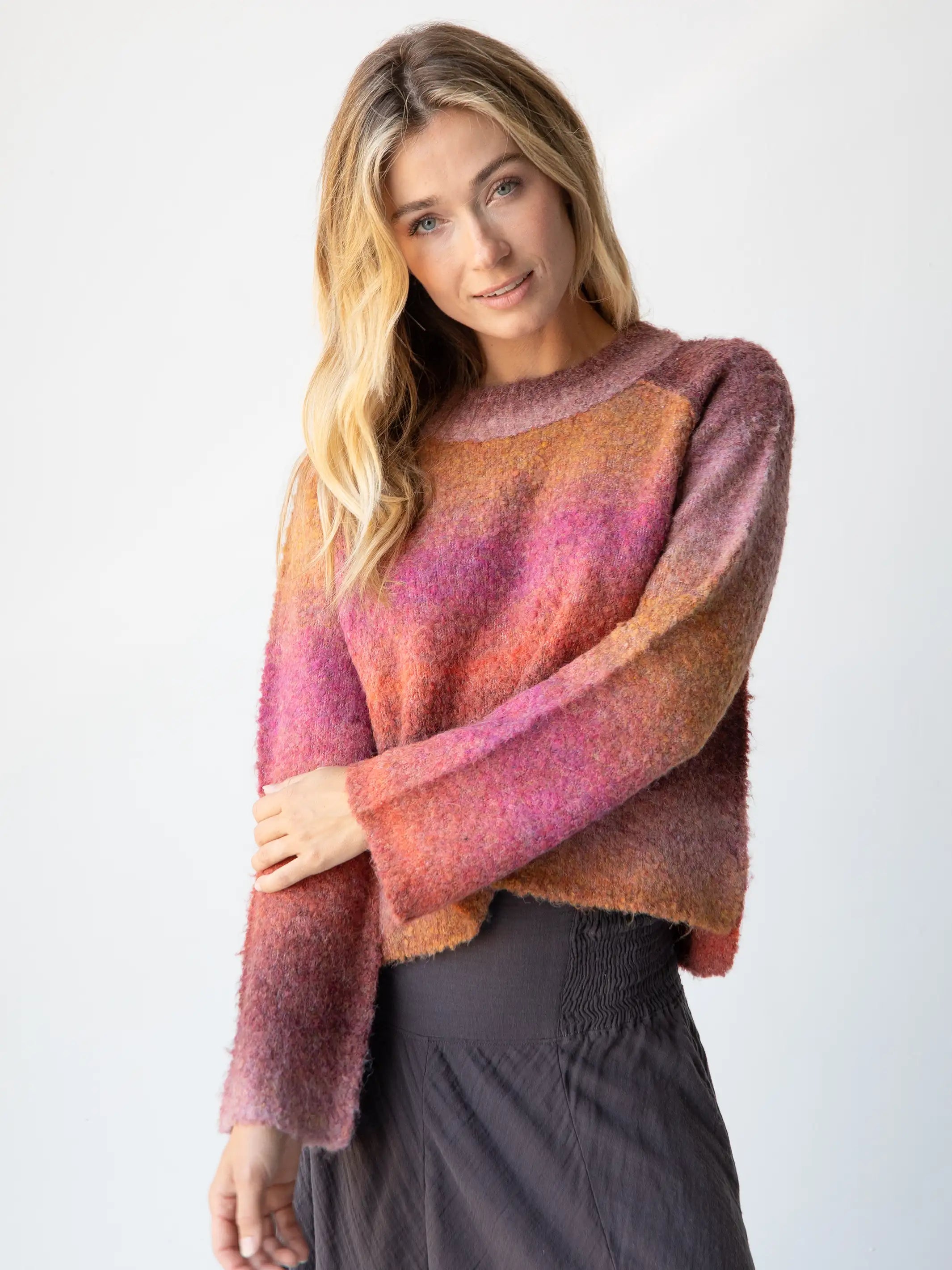 Annie Boucle Sweater - Pink Stylish Fashionable Trendy