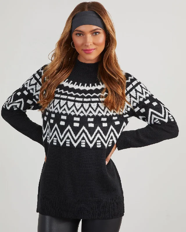 Blizzard Fair Isle Mock Neck Sweater Polka Dot Checkered Tartan