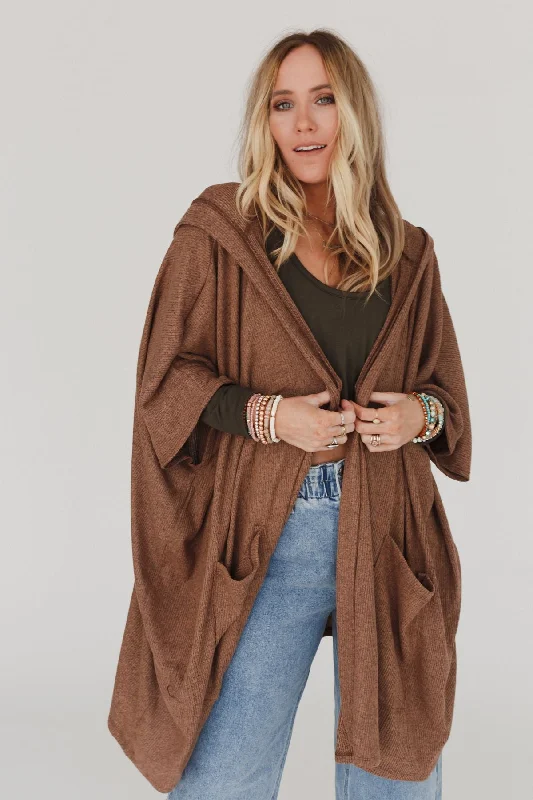 Boho Essential Hooded Ribbed Sweater - Latte Elegant Classic Vintage