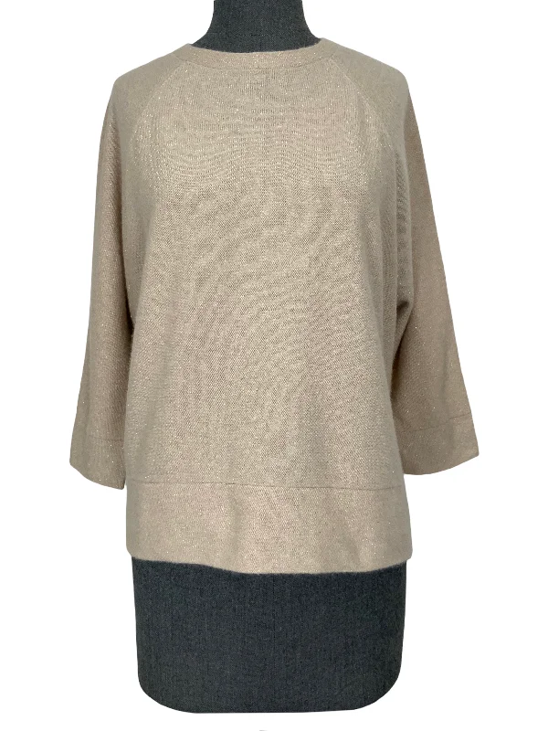 Brunello Cucinelli Oversized Cashmere Sweater Size XS Mesh Blend Leather Blend Suede Blend