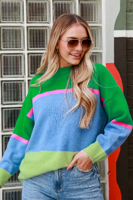 FINAL SALE - Confident Poise Color Block Oversized Sweater Elasticated Padded Insulated