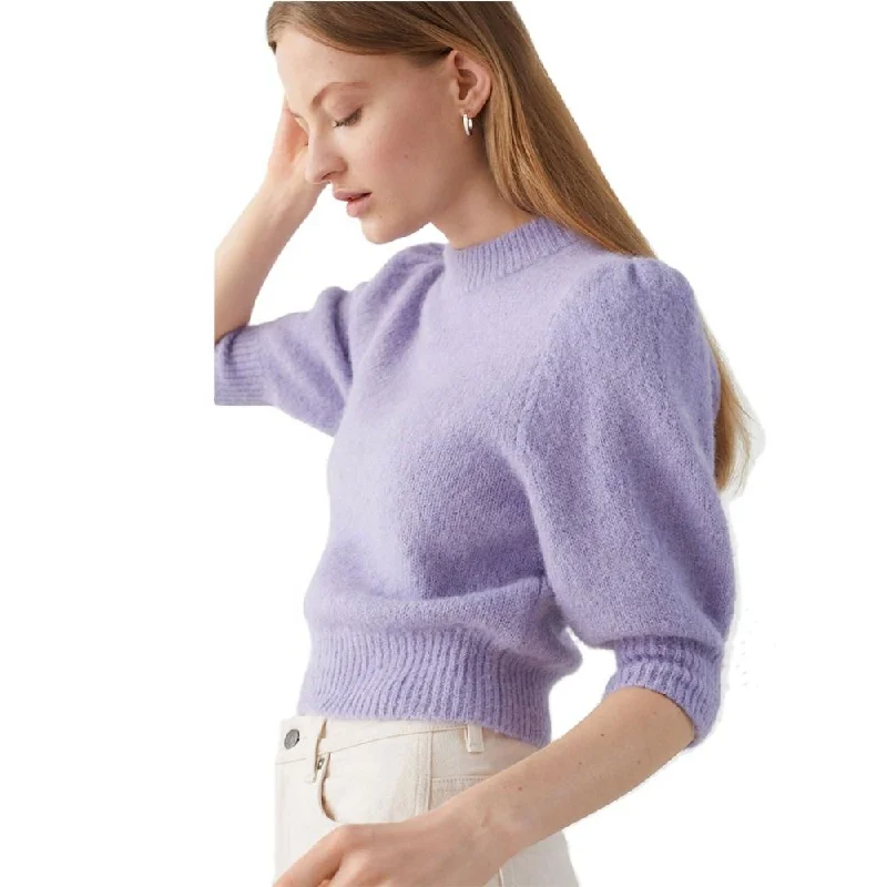 Full Customization Available mohair Short Puffed Sleeve Women's Sweaters Stretchy Elastic Breathable