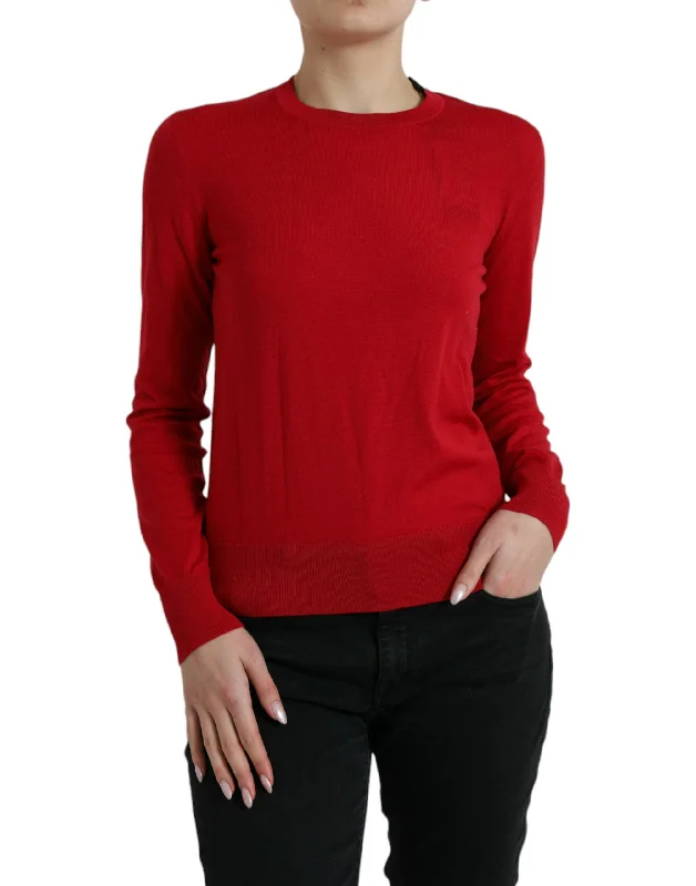 Dolce & Gabbana Radiant Red Wool Pullover Sweater Tailored Straight A-Line