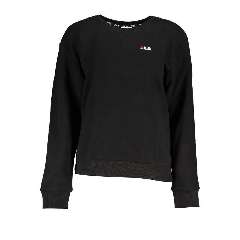 Fila Black Cotton Sweater Denim Fabric Leather Fabric Suede Fabric