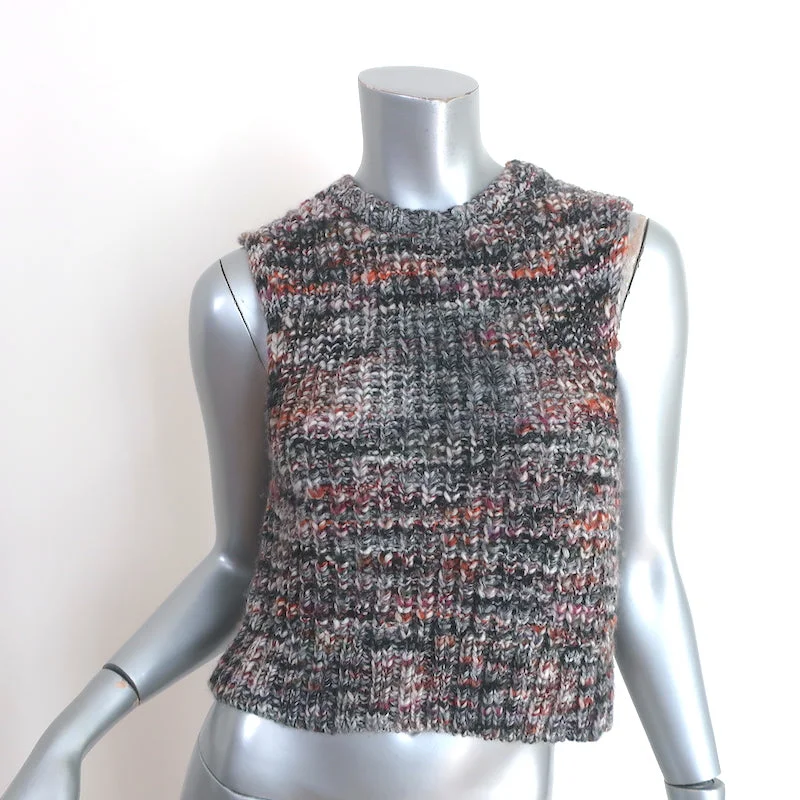 FRAME Shrunken Sweater Vest Purple Marled Knit Size Small Long Sweater Short Sweater Cropped Sweater